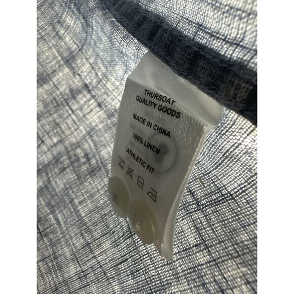 Thursday Boot Co. Linen Shirt Men's Size XL Blue Button Up Vacation Coastal - Picture 6 of 11